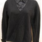 Women's black pullover with silk collar and cuffs, size PP Women's black pullover with silk collar and cuffs, size PP