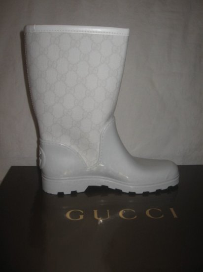 New in Box Authentic GUCCI Women RAIN BOOTS PRATO GG LOGO shoes size 36 G 6