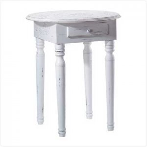 New Carved Top Accent Table White