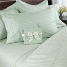 1200-TC Calking Sheet Set Sage Stripe Egyptian Cotton Bed Sheets
