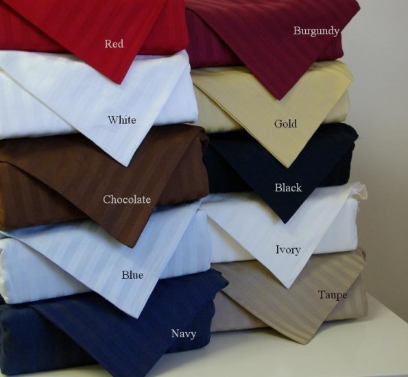 1000-TC Twin Sheet Set Blue Stripe Egyptian Cotton