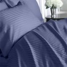 1200-TC Queen Sheet Set Navy Blue Stripe Egyptian Cotton