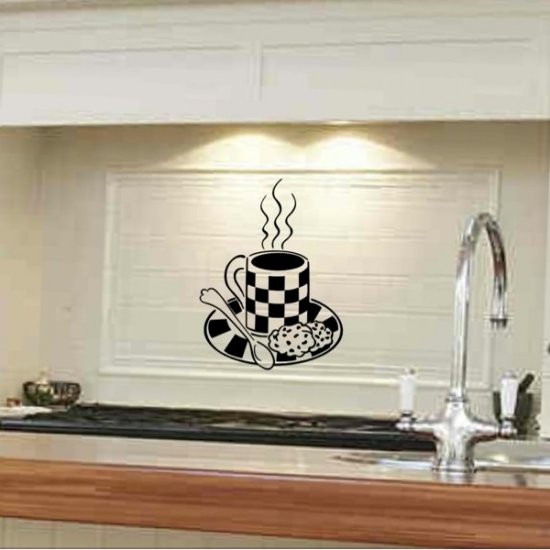 Kitchen wall decal sticker coffee cup with cookies