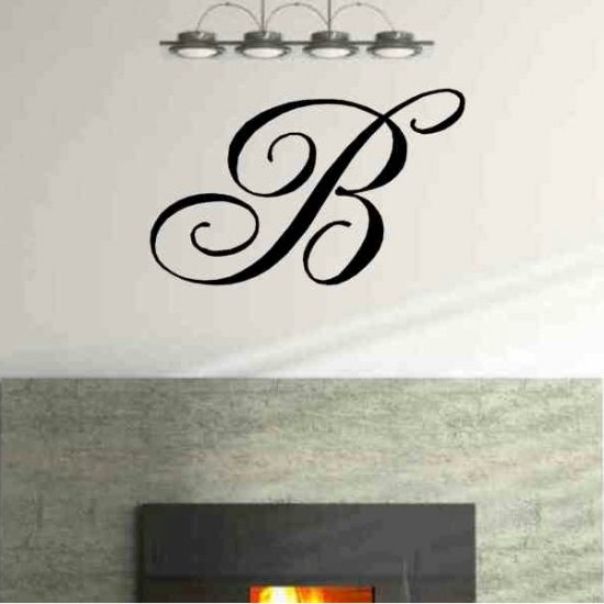 Single letter monogram vinyl wall decal home living room entryway wall