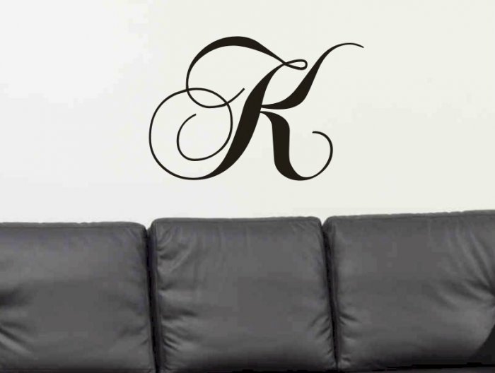 Single letter monogram vinyl wall decal home living room entryway wall