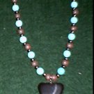 Hematite Double Heart Turq. & Red Howlite Necklace