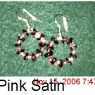 Garnet & Pink Satin Hoops