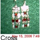 Red Cross Crystal Ear Rings