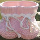 VINTAGE LEFTON PINK BABY BOOTS w/ LACES PLANTER - 1986