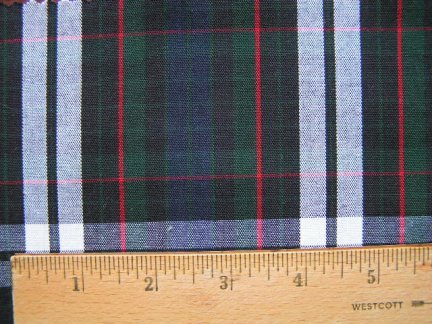 BLACK GREEN RED WHITE TARTAN PLAID FABRIC 60