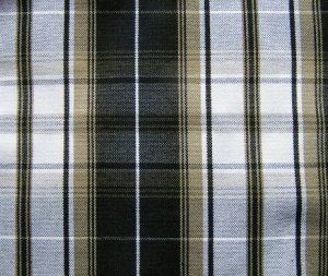 10 YARDS BLACK WHITE KHAKI TARTAN PLAID FABRIC 60" WIDE