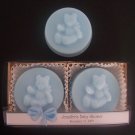 Teddy Bear Round Soap Favors in Clear Gift Box, Set of 10 Blue