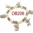 Wholesale Silver beaded Angel charm Bracelet