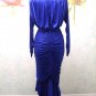 *VINTAGE GLAMOUR* Royal Blue and Rhinestone Draped Gown - sz. 7/8