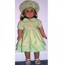 Green Floral Dress & Hat  fits 18" American Girl Dolls