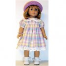 Pastel Plaid Dress and Hat fits 18" American Girl Dolls