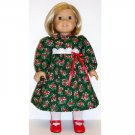 Green Candy Cane Print Dress fits18" American Girl Dolls