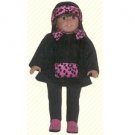 Black Fleece Coat, Hat and Muff with Pink Trim fits 18" American Girl Dolls
