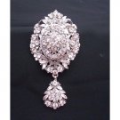 B164 Sparkling Diamond Brooch Simulated Diamond Dangling Brooch w/ Cubic Zircon Brooch