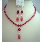 BRD338  Handcrafted Custom Bride Bridemaides Jewelry Genuine Swarovski Rose Pink