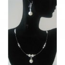 BRD479  Bridemaides Swarovski Clear Swarovski Crystals White Pearls Handcrafted Jewelry Set