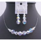 BRD712  AB Round Crystals Bridal Bridemaides Jewelry Set Genuine Swarovski AB Crystals