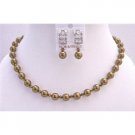 BRD725  Handcrafted Custom Brass Copper AB 2X Dorado Bride Jewelry Necklace Set