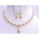 BRD797  Genuine Gold Pearls Jewelry Set Swarovski Gold Pearls
