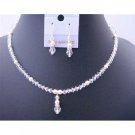 BRD447  Clear Swarovski Crystals White Pearls Flower Girls Drop Down Jewelry