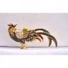 B246  Winter Brooch Jacket Animal Brooch Rooster Gold Plated Brooch w/ Cubic Zircon Brooch