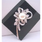 B123  Pearls Brooch Pin Stem Cubic Zircon Brooch