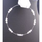 TB692  White Pearls Clear Crystals Wire Bracelet Genuine Swarovski Clear Crystals & White Pearls