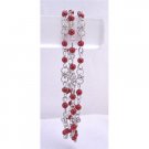 TB699  Red Pearls Bracelet Three Stranded Bracelet w/ Sparkling Simulated Diamond Wedding Bracelet