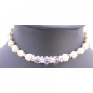 TB659  Clear Crystals Cream Pearls Bracelet Swarovski Pearls & Crystals Bracelet