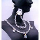 BRD379  Genuine Clear Swarovski Crystals Necklaces Set Bracelet Wedding Jewelry For Bridal