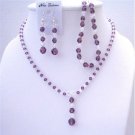 BRD417  Clear Crystals Custom Jewelry Swarovski Amethyst & Clear Crystals Necklace Earrings