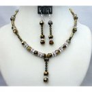 BRD347  Expresso Dorado Crystals Wedding Party Bridal Handcrafted Necklace Set