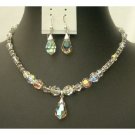 BRD360  Genuine Swarovski AB Clear Crystals & Volcano Crystals w/ AB Teardrop & Earrings