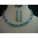 NSC209  Necklace Set Handcrafted Custom Jewelry Genuine Swarovski Blue Acquamarine Indicolite