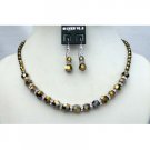 NSC364  Cinnamon Crystals Jewelry Genuine Swarovski Dorado Crystals w/ Silver Rondells Necklace