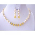 BRD528  Pumpkin Crystals Swarovski Lite Topaz Crystals w/ Ivory Pearls Bridemaids
