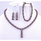 BRD719  Wine Color Bridal Jewelry Set Meroon Pearls Burgundy Crystals Complete Set Handcrafted