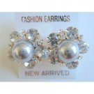 ERC460  Grey Pearls Stud Earrings Surrounded w/ Cubic Zircon Stud Earrings