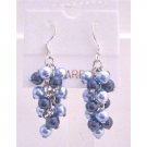 ERC491  Aquamarine Pearls & Dark Blue Pearls Earrings Jewelry Genuine Swarovski Pearls Earrings