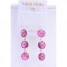 ERC428  Sexy Fuschia Crystals Dangle Earrings Round Crystals Bead 10mm Sterling silver Hook Earrings