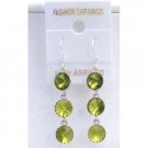 ERC429  Round Crystals Olivine 10mm Crystals Earrings w/ Genuine Sterling Silver 92.5 Hook Earrings