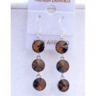 ERC432  Brown Smoked Topaz Round Crystals 10mm Dangle Earrings w/ Genuine Sterling Silver