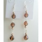 ERC352  Swarovski Crystals Smoked Topaz Chandelier Dangling Earrings Round Crystals
