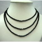 BRD342  Custom 3 Stranded Handcrafted Genuine Swarovski Jet Crystals(4mm) Necklace