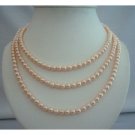 BRD293  3 Stranded Genuine Swavorski Peach Pearls Bridal Bridesmaid Mother of Bride Handcrafted